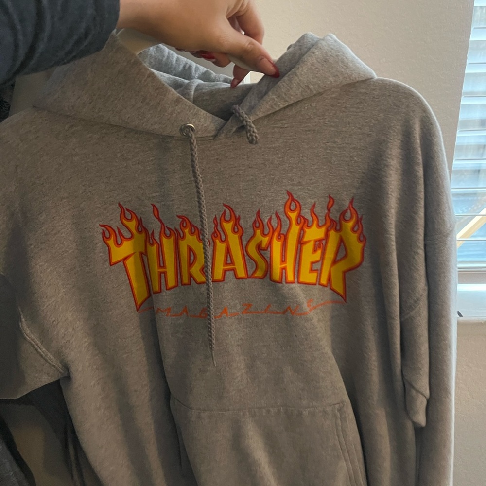 Grey thrasher hoodie size small in women’s